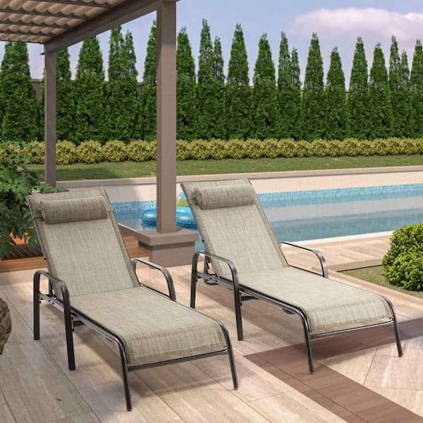 Patio Chaise Lounge, Set of 2 Outdoor Lounge Chairs with Patio Chaise Lounge, Set of 2 Outdoor Lounge Chairs with