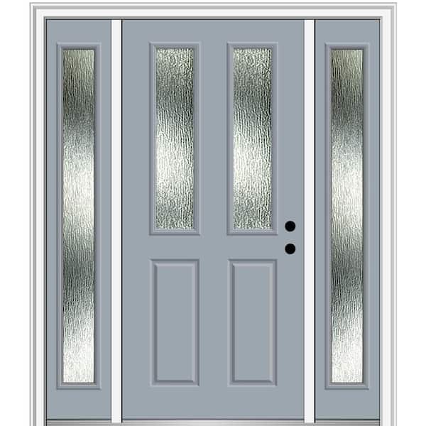 MMI Door 64 in. x 80 in. Left-Hand Inswing Rain Glass Storm Cloud Fiberglass Prehung Front Door on 4-9/16 in. Frame