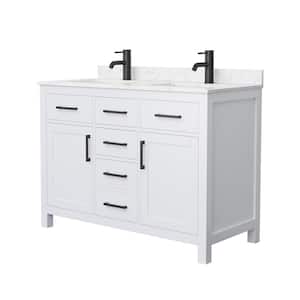 Beckett 48 in. W x 22 in. D x 35 in. H Double Sink Bathroom Vanity in White with Carrara Cultured Marble Top