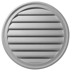 36 in. x 36 in. Round Primed Polyurethane Paintable Gable Louver Vent Non-Functional