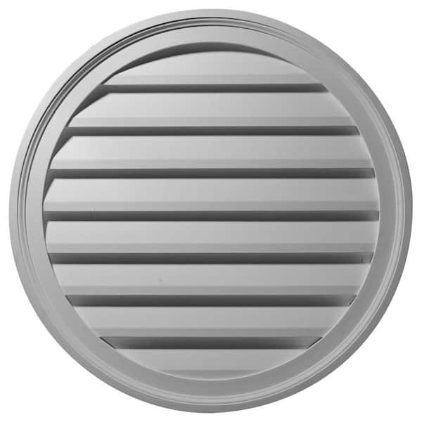 Ekena Millwork 36 in. x 36 in. Round Primed Polyurethane Paintable Gable Louver Vent Non-Functional