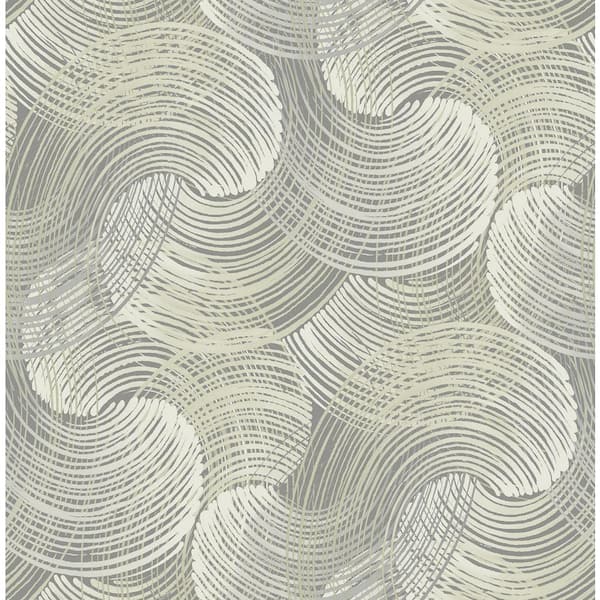 SCOTT LIVING Karson Grey Swirling Geometric Grey Wallpaper Sample