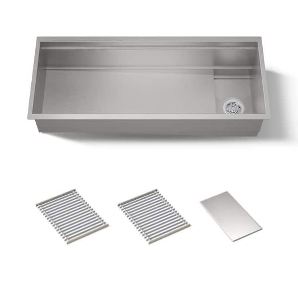 Synthos 45.75 in. Undermount Single Bowl Stainless Steel With Sink Racks And Drain Cover