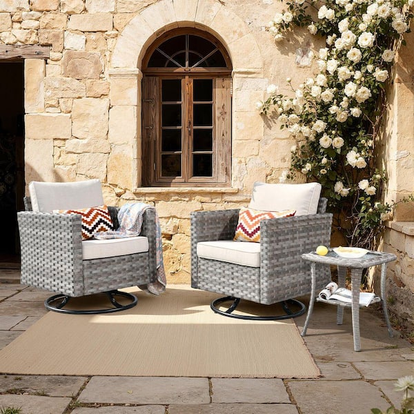 Toject Baldwin Gray 3-Piece Wicker Outdoor Patio Conversation