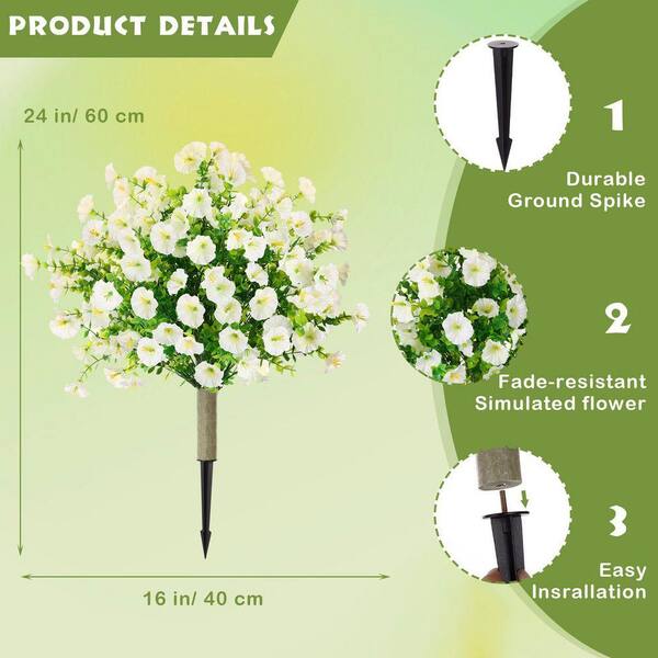 24 in. Artificial Morning Glory Topiary Tree Set UV Resistant Faux
