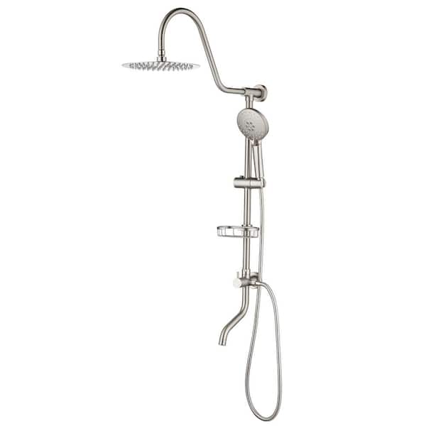 Lukvuzo 10 in. Head 3-Jet Shower System with Adjustable Sliding Shower Holder and Dispense Holder in Brushed Nickel