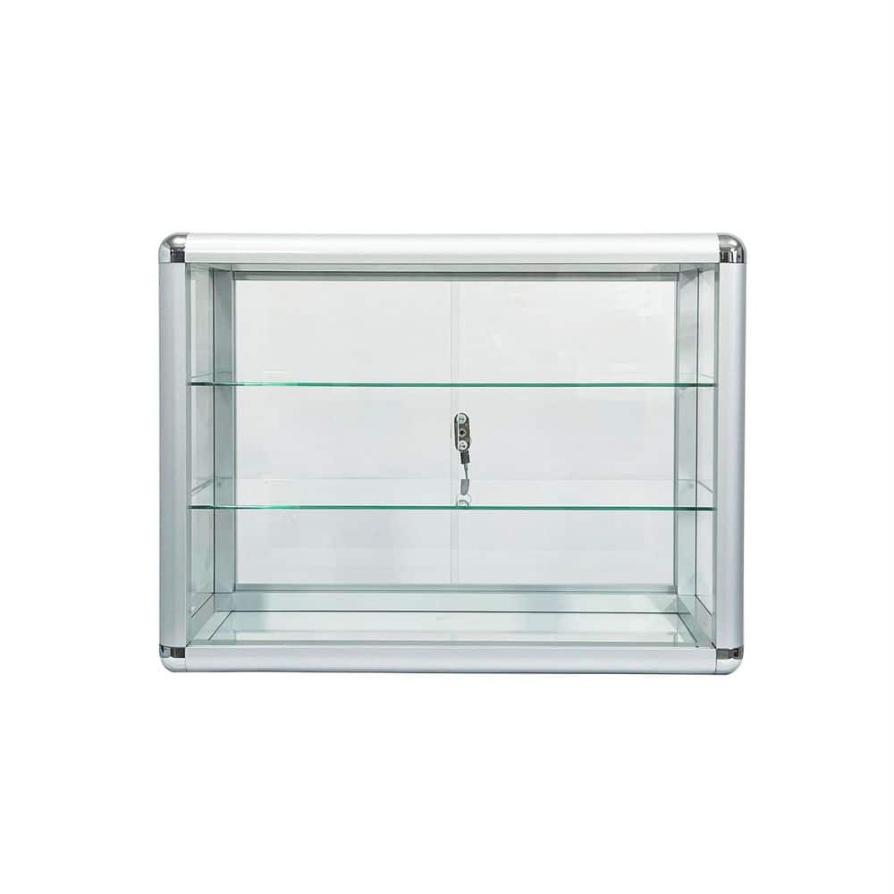 a.depeche のcadeal slide glass cabinet Silver 24 in x 18 in Glass adorn Jewelry Box, 3layers with