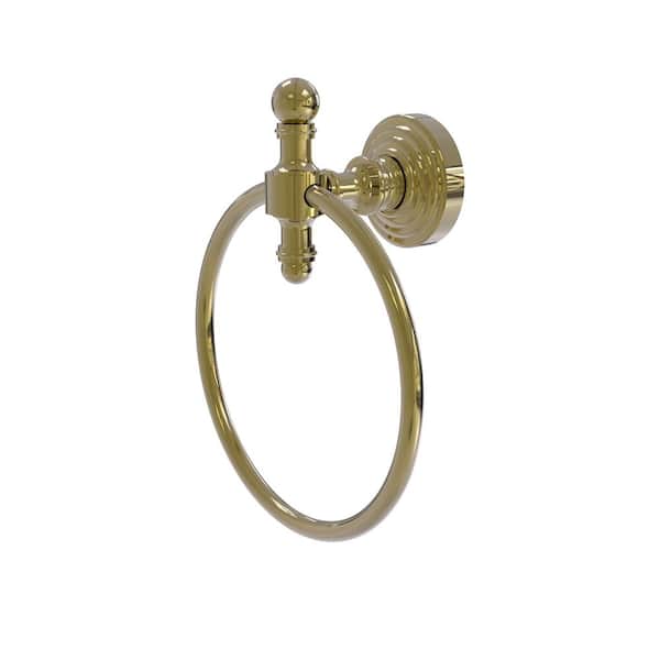 Allied Brass Retro Wave  Wall Mounted Towel Ring in Unlacquered Brass