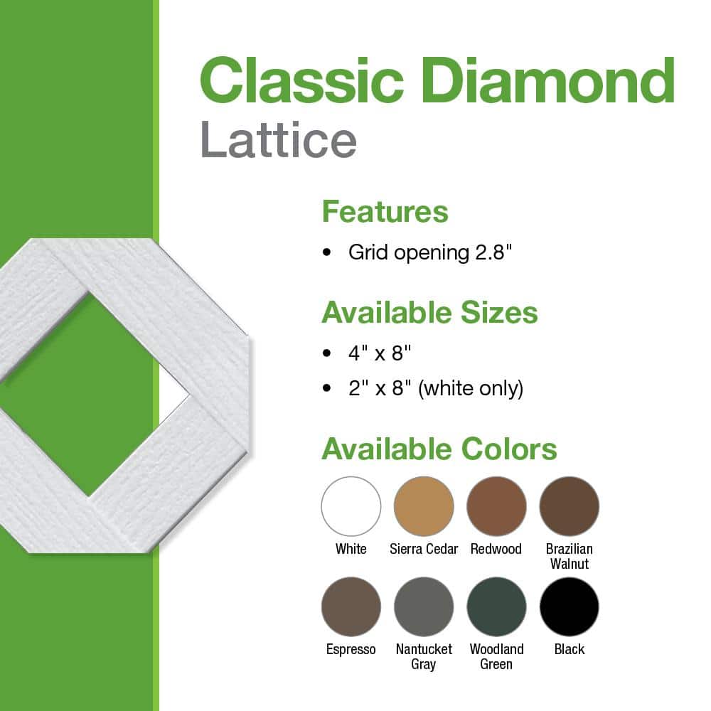 Espresso Classic Diamond Vinyl Lattice Panel 4 ft. x 8 ft.