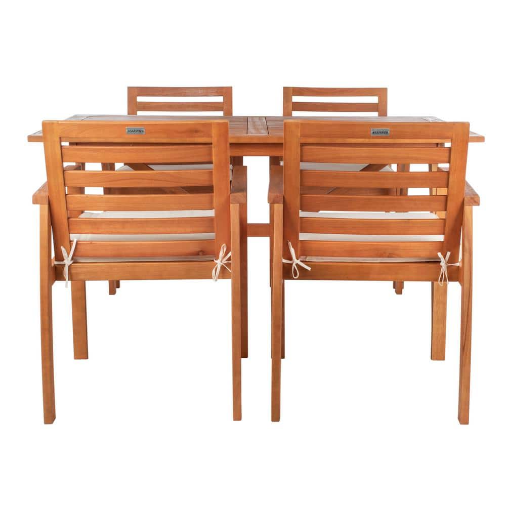 Natural Eucalyptus 4-Person Rectangular Outdoor Dining Set