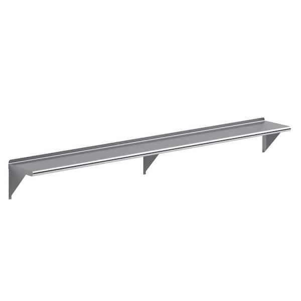 12 in. x 96 in. Stainless Steel Wall Shelf Kitchen, Restaurant, Garage, Laundry, Utility Room Metal Shelf with Brackets