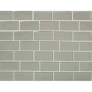 Modern Design Smokey Gray 3 in. x 6 in. Glossy Glass Subway Wall Tile (1 Sq. Ft./Case)