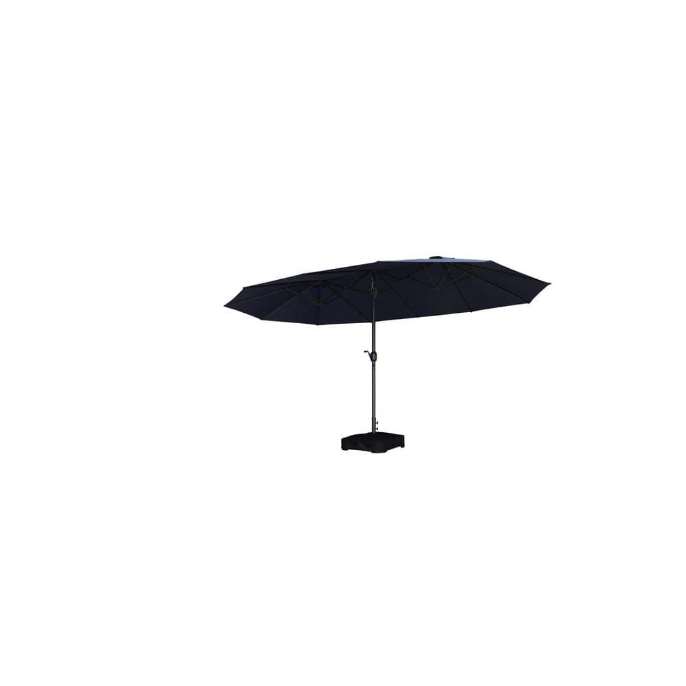 15 ft. Gray Aluminum Market Patio Umbrella with Double-Sided Umbrellas with Chaise Lounge Set, Base included, Navy blue price history on PriceWatchPro