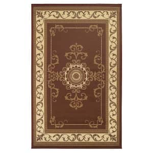 Kensington Toffee 3 ft. x 5 ft. Scrolling Medallion Polypropylene Area Rug