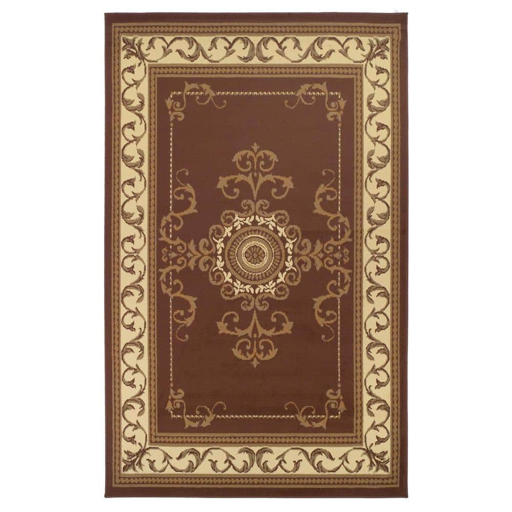 Ivory Medallion 8' x 10' Synthetic Easy Care Area Rug