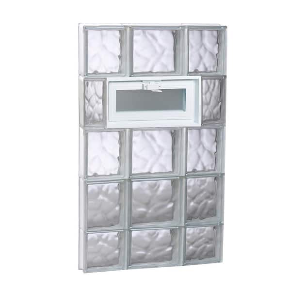 Clearly Secure 19.25 in. x 36.75 in. x 3.125 in. Frameless Wave Pattern Vented Glass Block Window