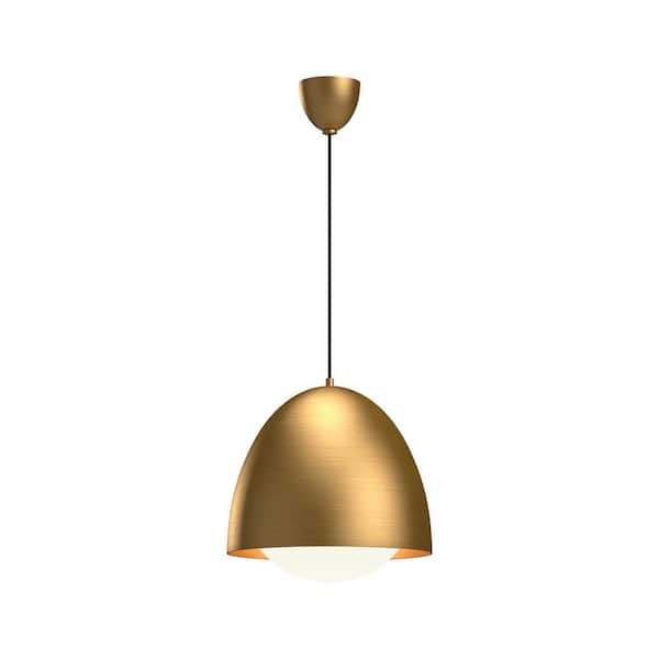 ALORA MOOD Kenji 16 in. 1 Light 60-Watt Aged Gold/Opal Matte Glass Pendant Light