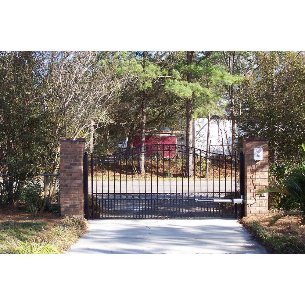 London Style 12' Black Steel Sliding Driveway Gate with Opener
