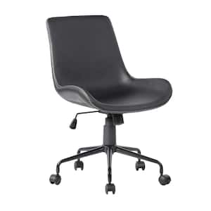 Adams Black Faux Leather Uphostered Home Office Desk Chair with Adjustable Height