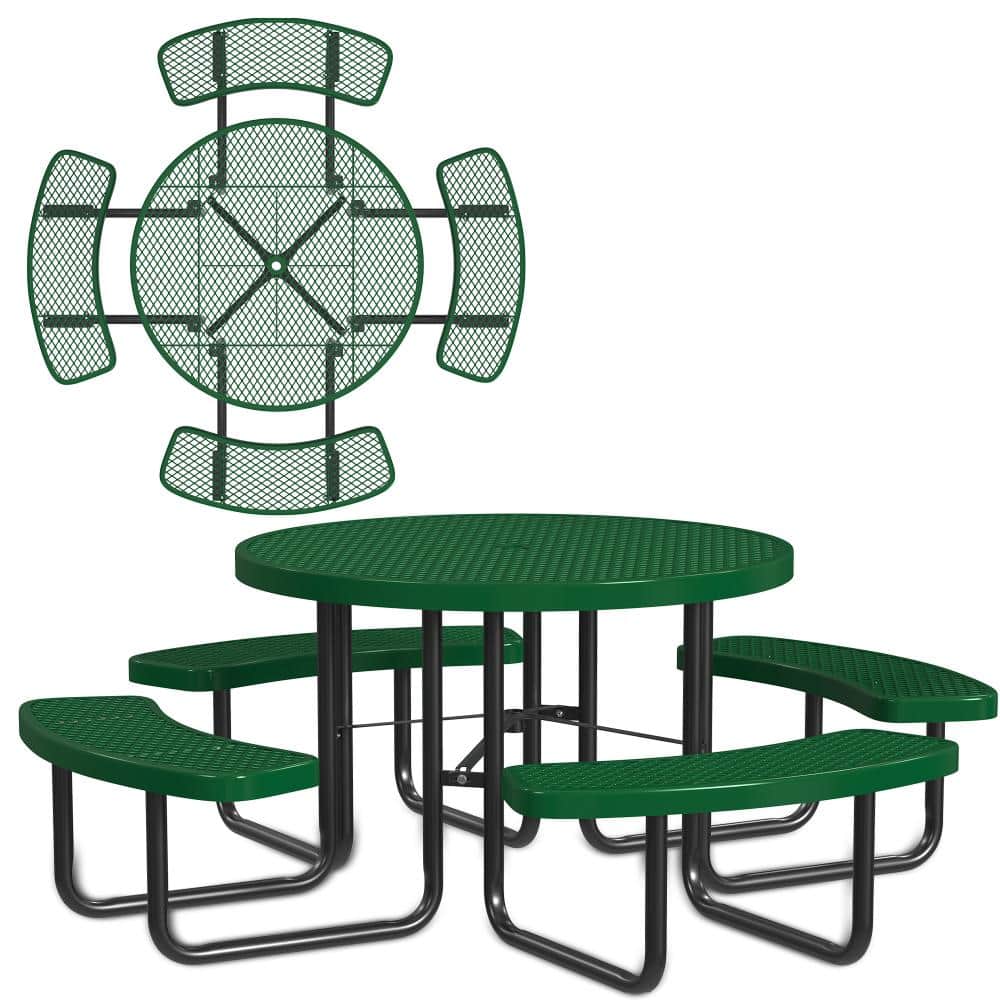 46 in. Round Portable Outdoor Commercial Metal Picnic Table