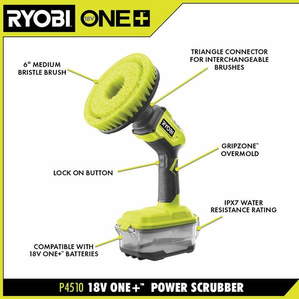 RYOBI 18-Volt ONE+ Cordless Power Scrubber P4510 (Tool Only)