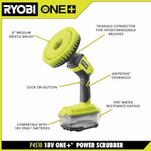 ONE+ 18V Cordless Power Scrubber (Tool Only) with 6 in. 2-Piece Cloth Microfiber Kit