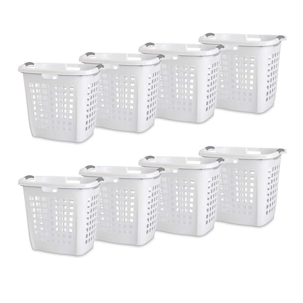 Sterilite Ultra Easy Carry Dirty Clothes Laundry Basket Hamper, White (8-Pack)