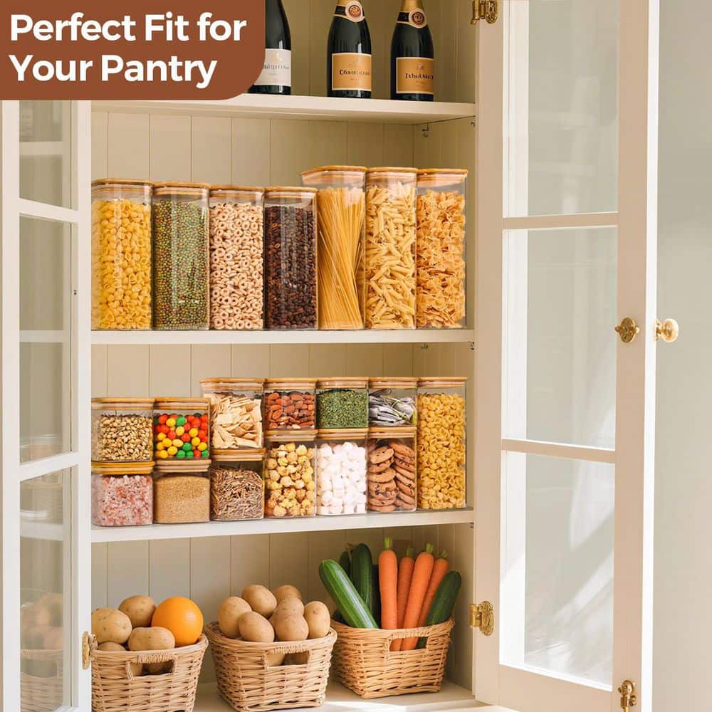4-Piece Glass Airtight Storage Kitchen Canister Set with Sealed Lids Food Storage Jars for Kitchen Pantry Sugar Coffee