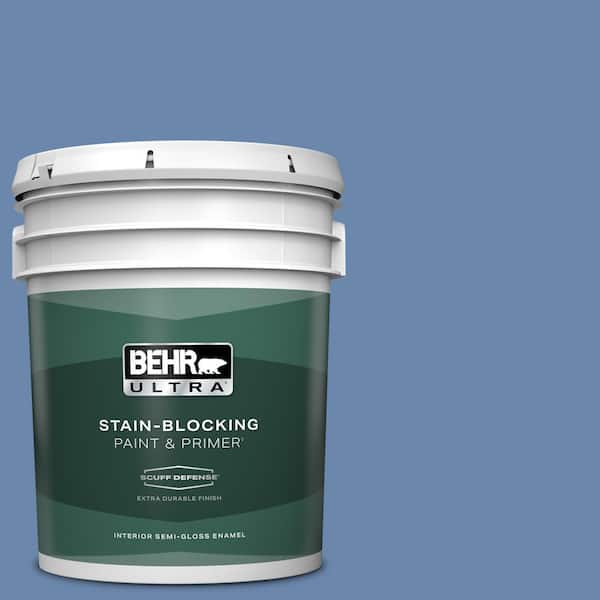 BEHR ULTRA 5 gal. #M530-5 Cowgirl Blue Extra Durable Semi-Gloss Enamel Interior Paint & Primer