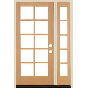 50 in. x 80 in. French LH Full Lite Clear Glass Unfinished Douglas Fir Prehung Front Door with RSL