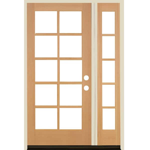 50 in. x 80 in. French RH Full Lite Clear Glass Unfinished Hemlock Wood Prehung Front Door with RSL