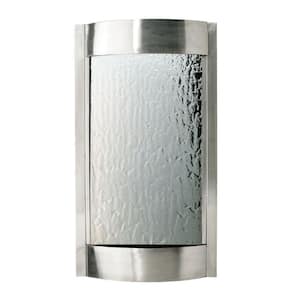 36 in. H Wall Fountain Silver Mirror with Brushed Stainless Steel