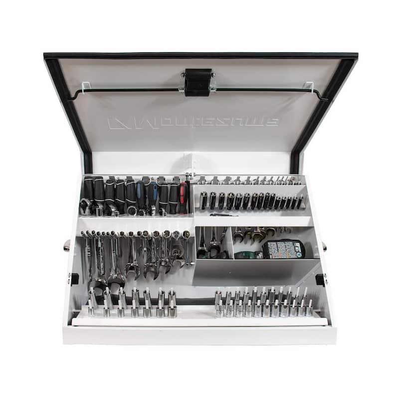 31 in. W x 16 in. D Portable White Triangle Top Tool Chest for Sockets, Wrenches and Screwdrivers