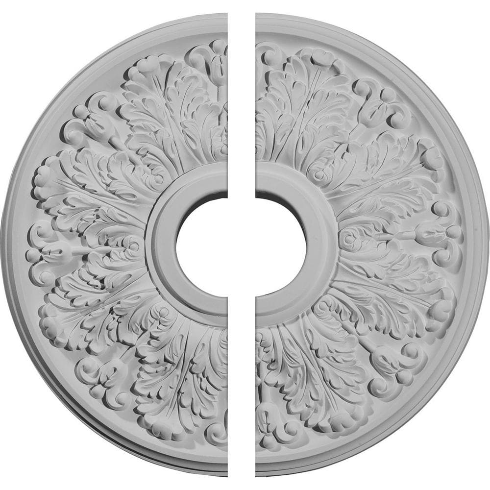 Ekena Millwork 16-1/2 in. x 3-5/8 in. x 1-1/8 in. Apollo Urethane Ceiling Medallion, 2-Piece (Fits Canopies up to 5-5/8 in.)