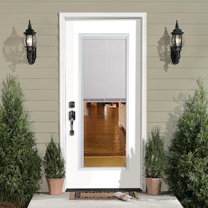 32 in. x 80 in. Full Lite Mini Blind Right-Hand Inswing Painted Steel Prehung Front Exterior Door No Brickmold