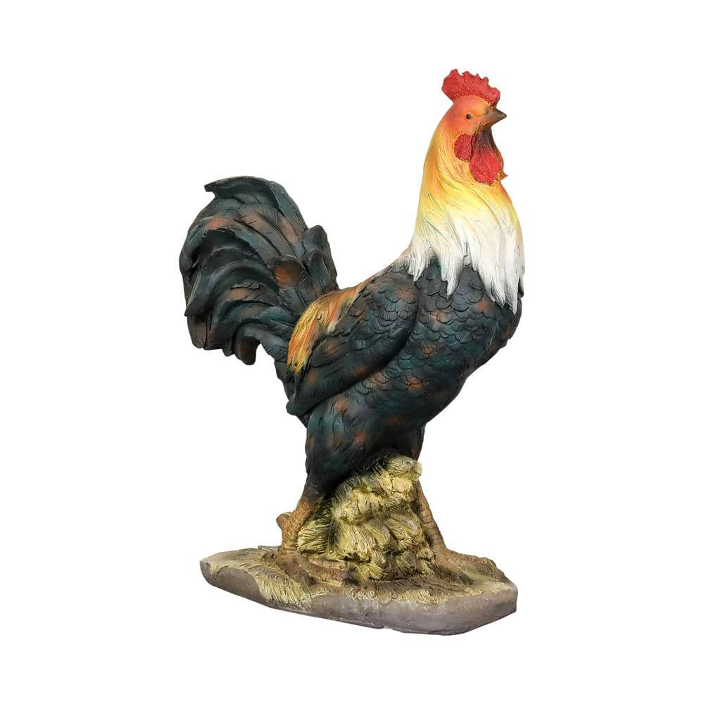 Folk Art Chicken Rooster Tall Statue good Sculpture 24 Inch Country Kitchen Blue