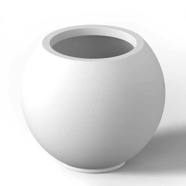 Sapcrete 11.5 in. Small Crisp White (Enhanced Interior) Concrete Round Planter / Pot with Drainage Holes