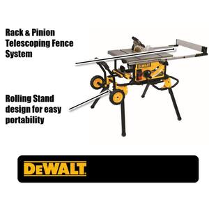 15 Amp Corded 10 in. Job Site Table Saw with Rolling Stand and Construction 10 in. 24-Teeth Thin Kerf Table Saw Blade