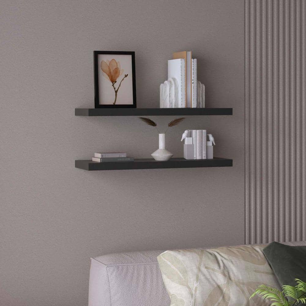 31.5 in. W x 9.8 in. D Black Wood Floating Shelves, Decorative Wall Shelf W