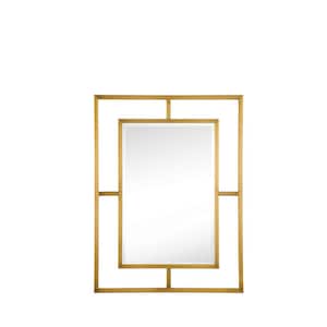 Boston 30 in. W x 40 in. H Single Framed Rectangular Wall Mirror in Radiant Gold