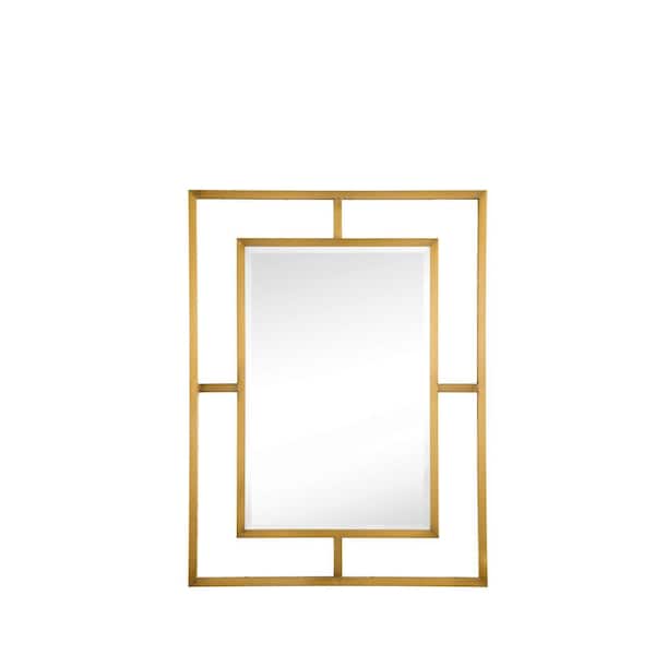 James Martin Vanities Boston 30 in. W x 40 in. H Single Framed Rectangular Wall Mirror in Radiant Gold