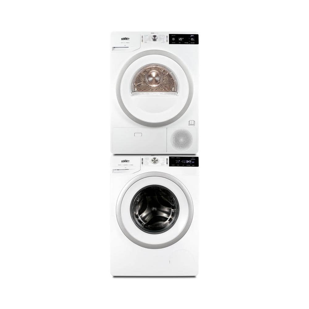 Summit Appliance 24 in. White Laundry Center with 2.3 cu. ft. Front Load Washer and 3.88 cu. ft. 240-Volt Heat Pump Electric Dryer