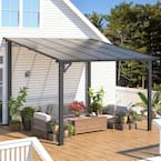 AECOJOY 10 ft. x 13 ft. Beige Outdoor Sun Shade Awning Patio Cover with  Steel Stand 16089BG-HD01 - The Home Depot