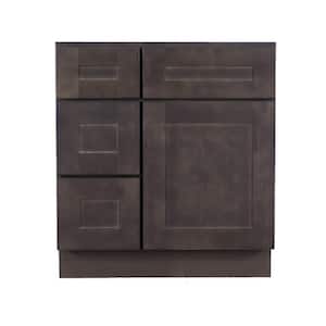 Lancaster Assembled 30 in. x 21 in. x 32.5 in. Vanity Sink Base Cabinet with 1 Door 2 Left Drawers in Vintage Charcoal