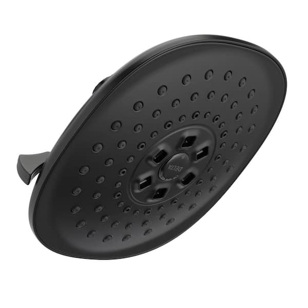 Delta 3-Spray Patterns 1.75 GPM 7.75 in. Wall Mount Fixed Shower Head with H2Okinetic in Matte Black