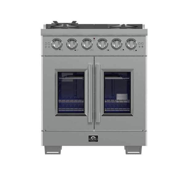 Forno Capriasca 30 in. Freestanding French Door Single Oven Gas Range 5-Burner Stainless Steel