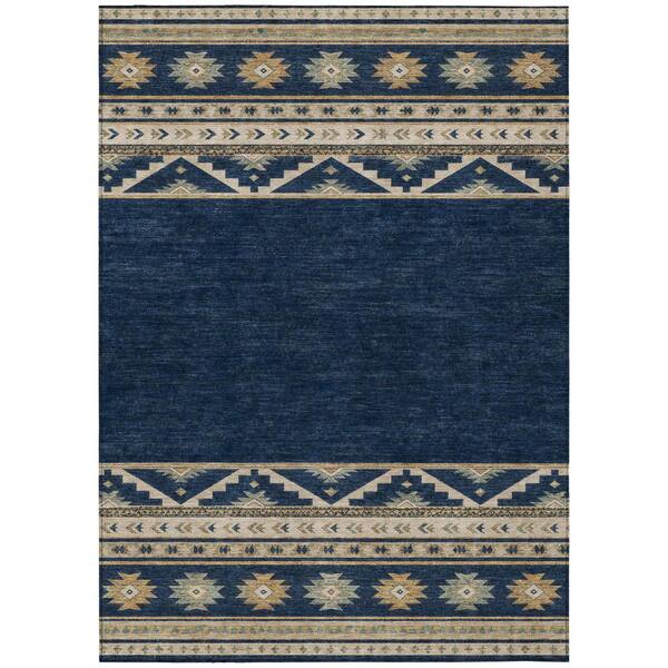 Chantille Machine Washable Indoor/Outdoor Abstract ACN3075 Navy 3 ft. x 5 ft. Area Rug