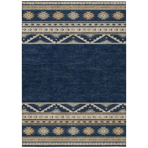 Chantille Machine Washable Indoor/Outdoor Abstract ACN3075 Navy 5 ft. x 7 ft. 6 in. Area Rug