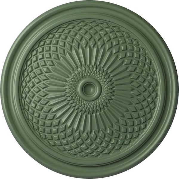 Ekena Millwork 22" x 1-3/4" Trinity Urethane Ceiling Medallion (Fits Canopies upto 3"), Hand-Painted Athenian Green
