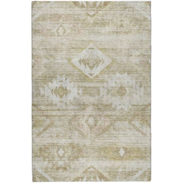 Dream Shag Premium Machine Washable Abstract ADS837 Taupe 5 ft. x 7 ft. 6 in. Area Rug